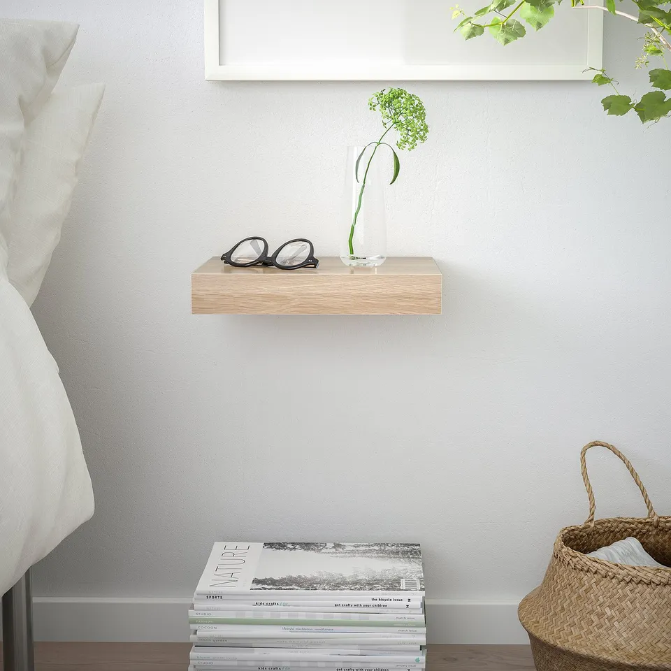LACK Wall shelf, white stained oak effect, 30x26 cm