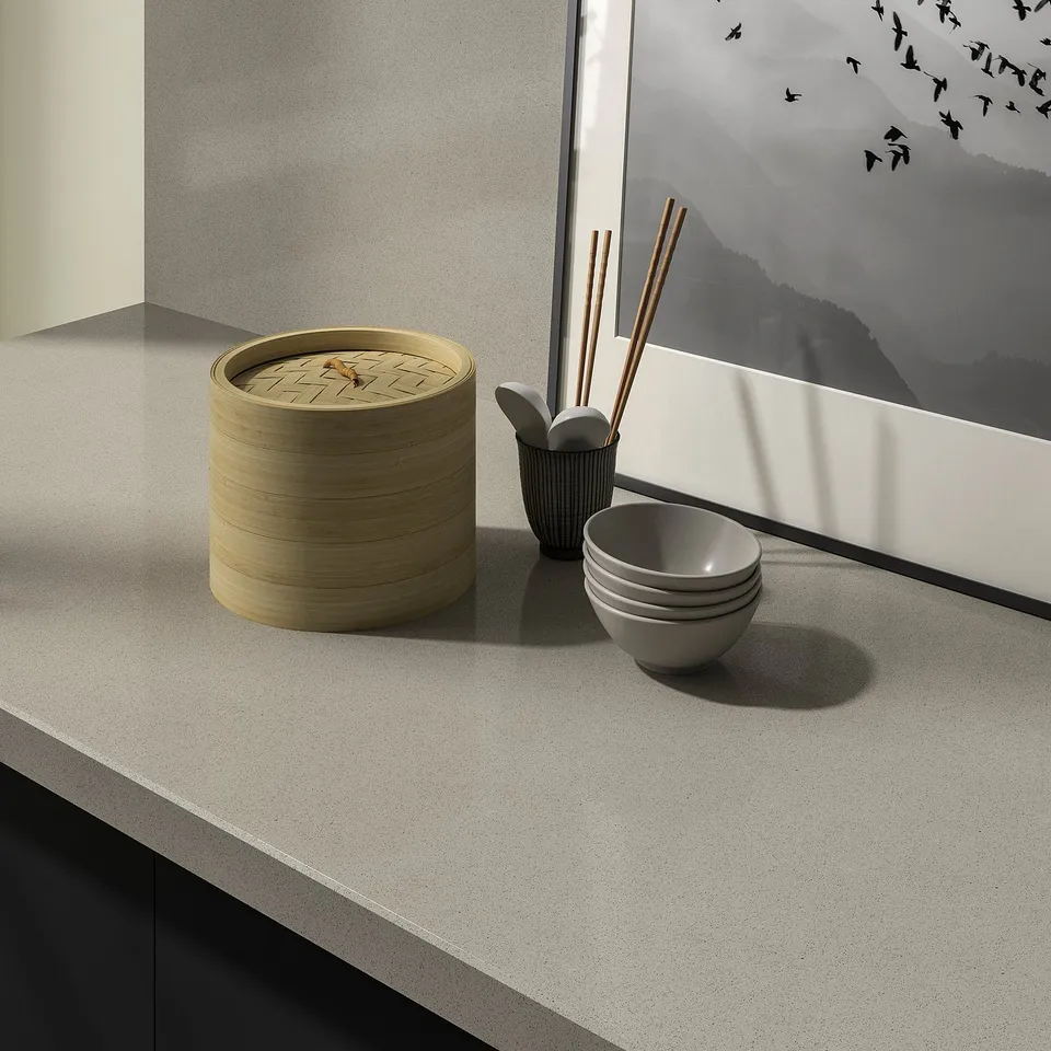 TÄRNHULT Custom made wall panel, beige stone effect/glass composite, 1 m²x2.0 cm