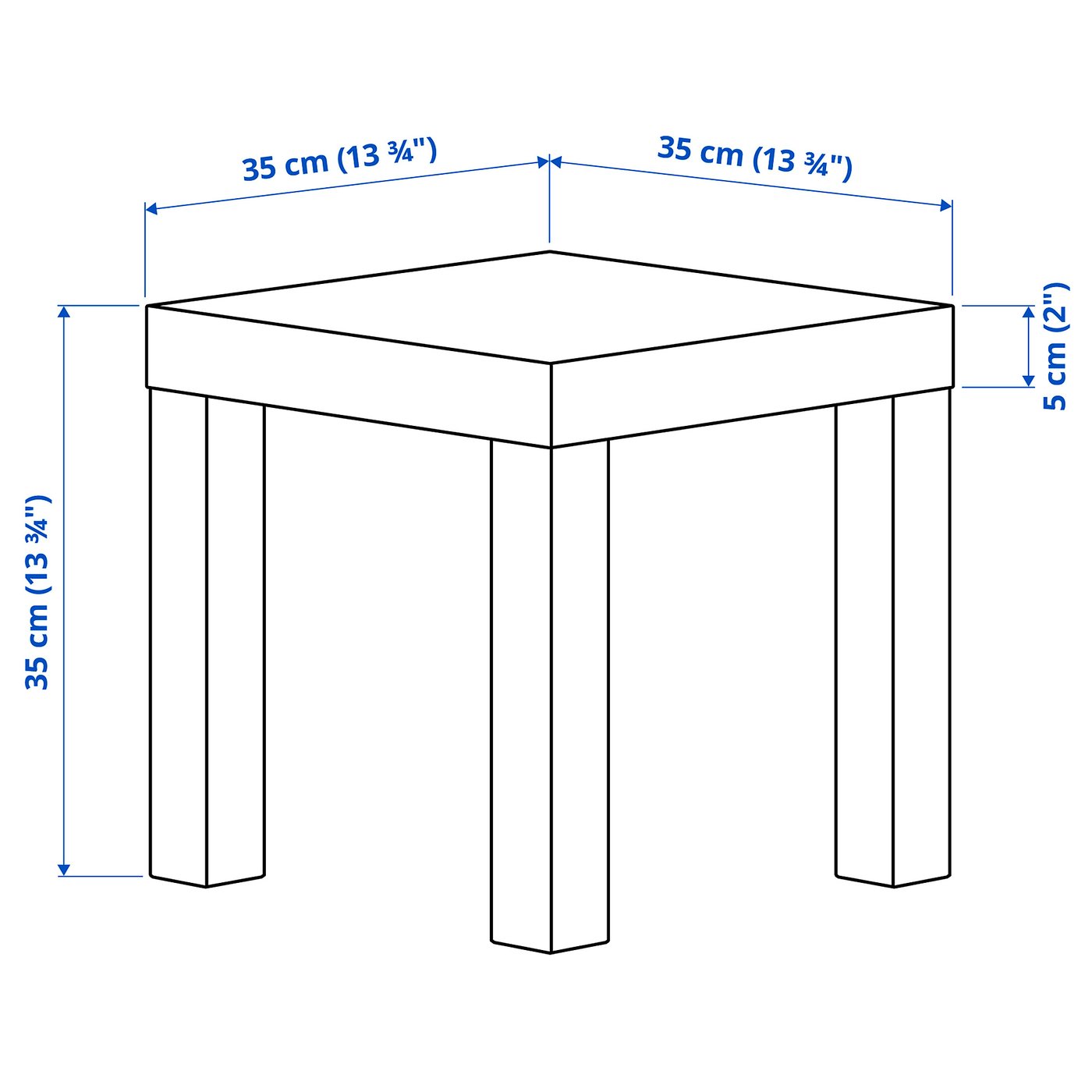 Illustration with measurements for the product: LACK.