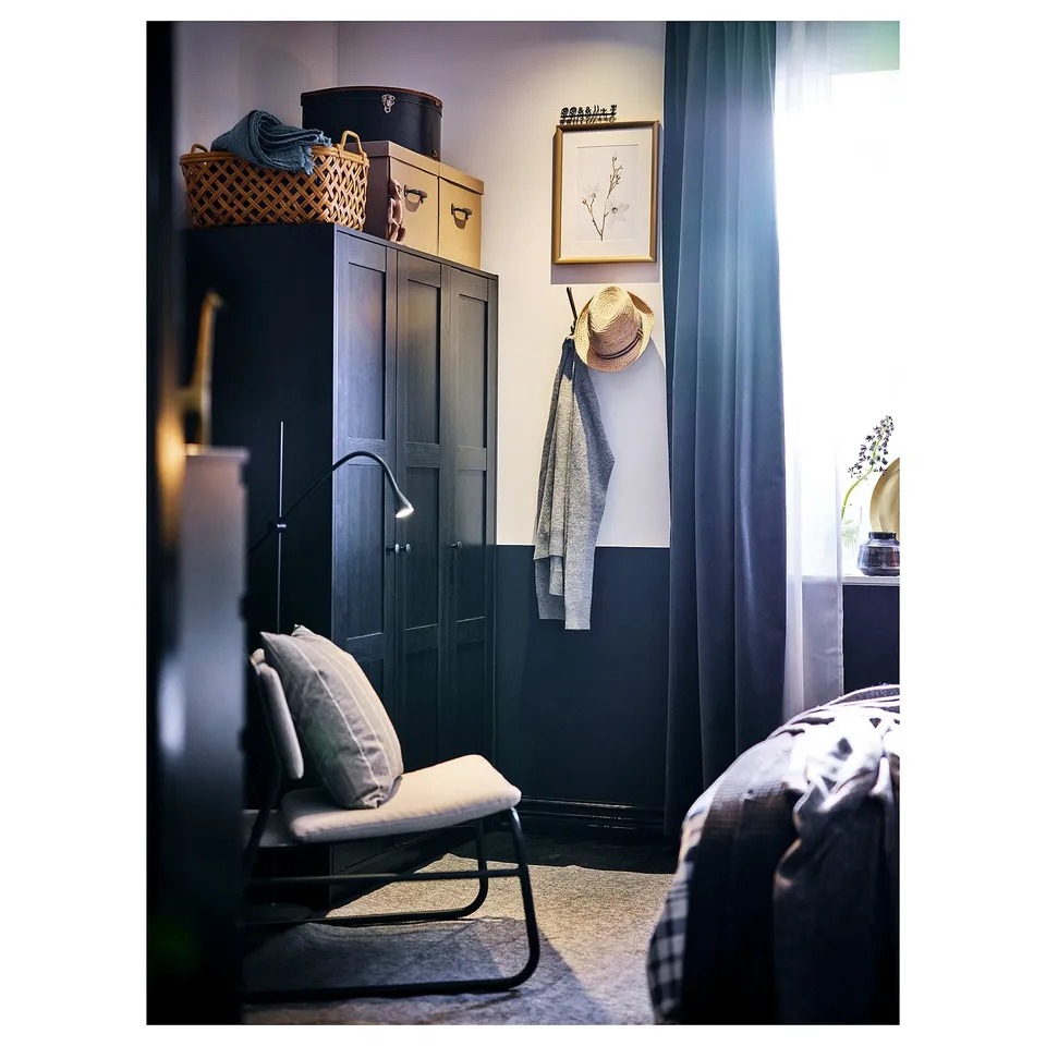 RAKKESTAD Wardrobe with 3 doors, black-brown, 117x176 cm