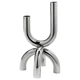 SNÖDUVA candlestick, for 2 candles silver-colour, 25 cm