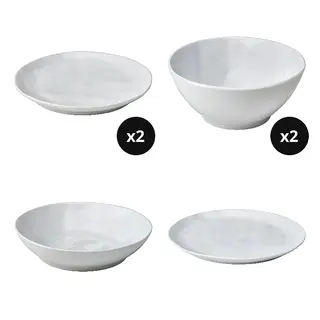 FORELLTETRA set: side plate + bowl x2 + deep plate + plate