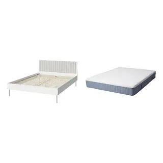 BRUKSVARA/VITMÅSEN Bed with 25cm thick mattress, pocket sprung, latex,5 comfort zones, extra firm