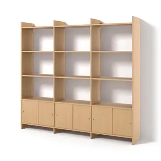 LÅDMAKARE storage combination w sliding doors, with 9 shelves/oak effect, 238x35x212 cm