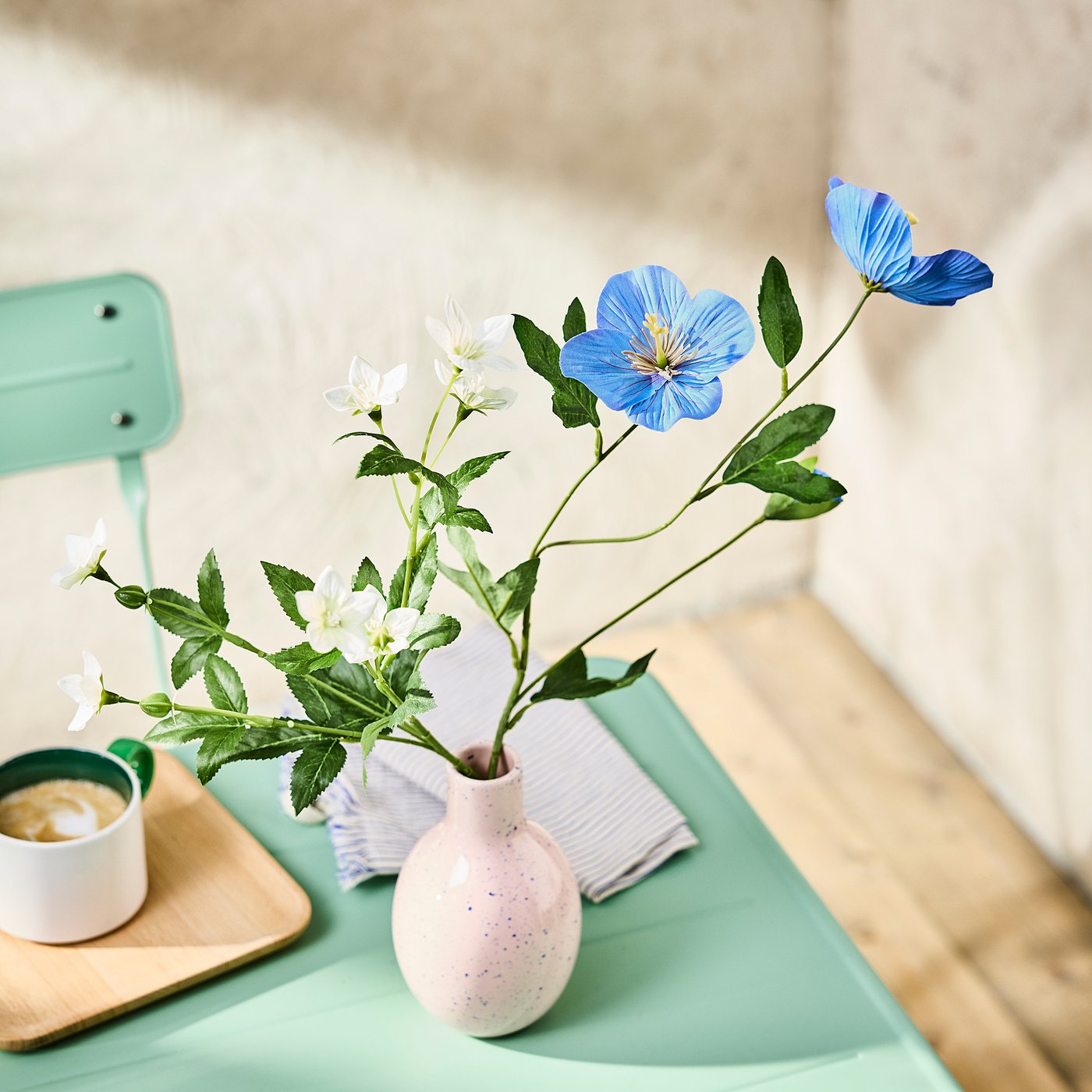 SMYCKA Artificial flower, in/outdoor Poppy/blue, 57 cm