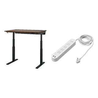 KOPPLA/MITTZON set: desk sit/stand + 4-way socket with 2 USB ports