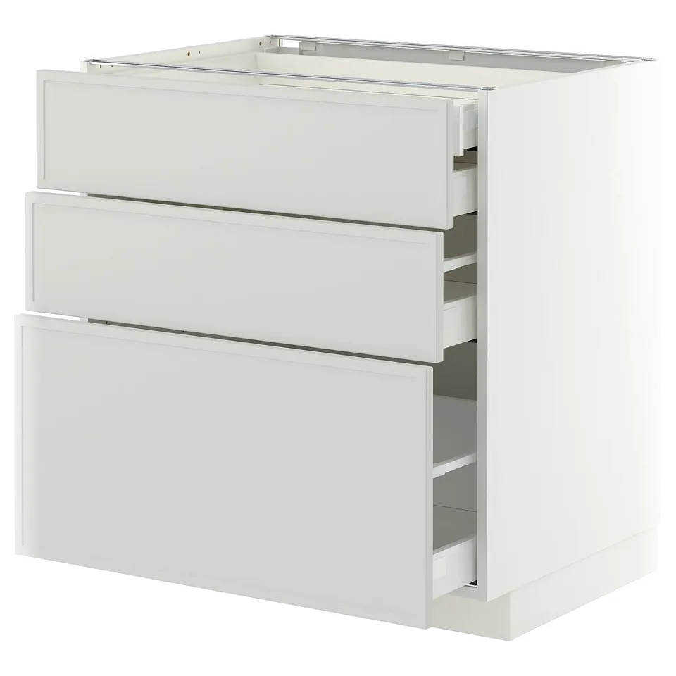 METOD / MAXIMERA Base cb 3 frnts/2 low/1 md/1 hi drw, white/Aspudden light grey, 80x60x80 cm