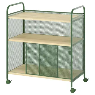 NÅLMAKARE cabinet on castors, dark green/metal, 79x44x88 cm