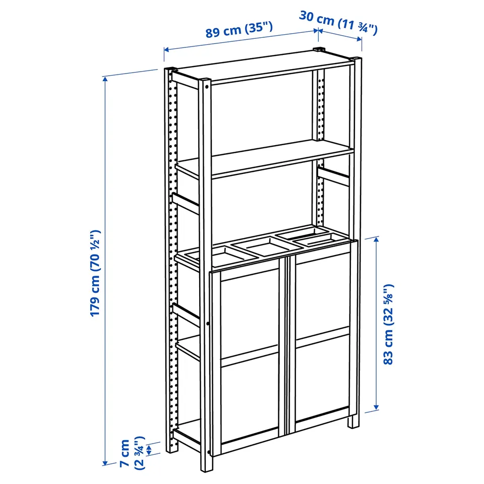 Illustration with measurements for the product: IVAR.