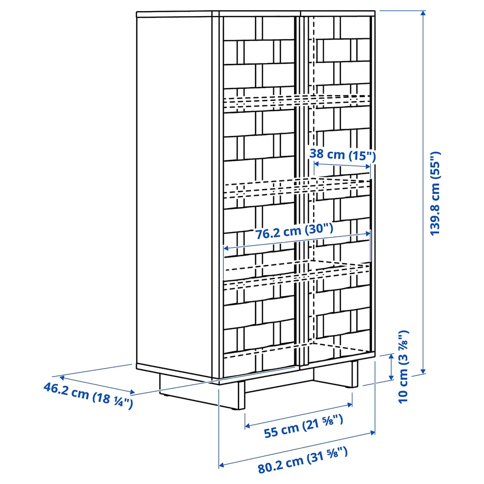 Illustration with measurements for the product: IKEA PS 2026.
