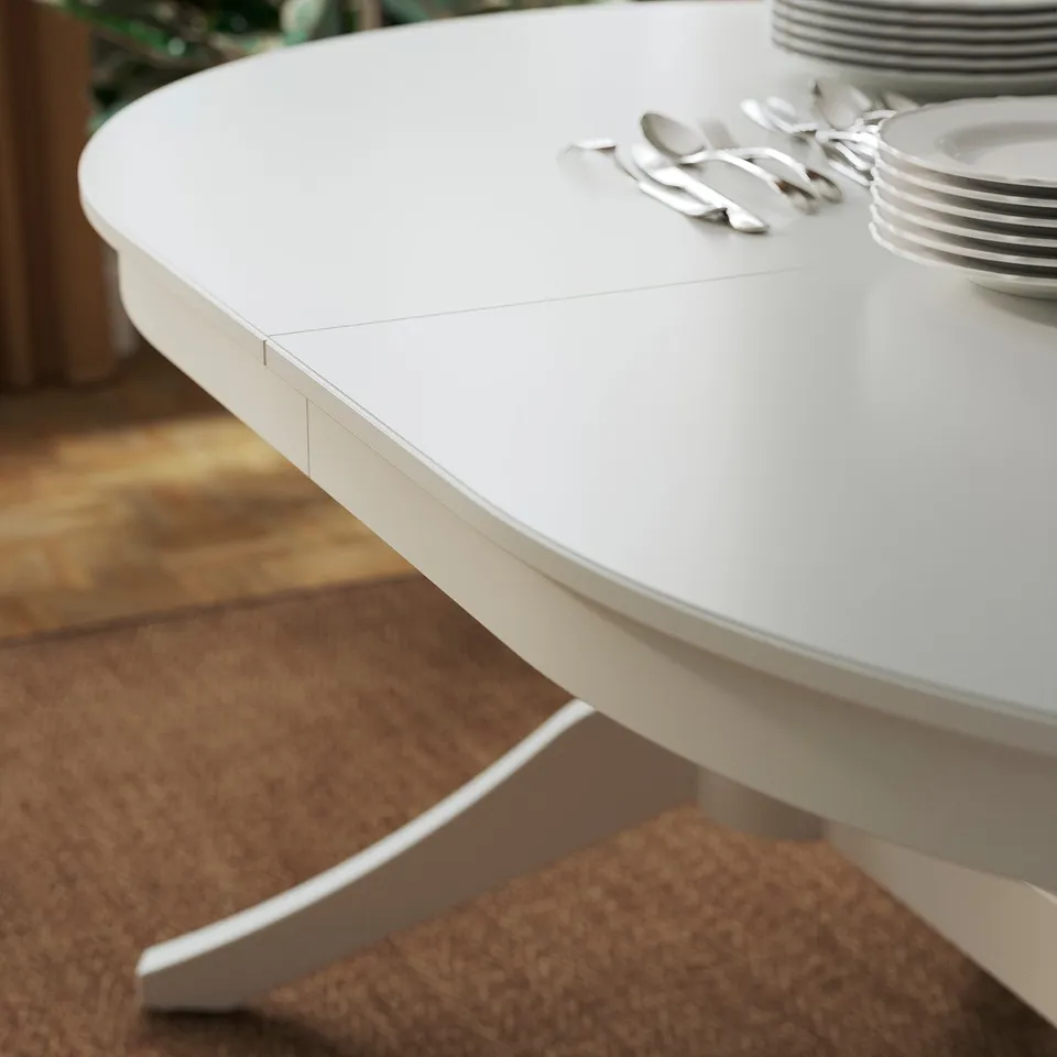 ROSENTORP / ROSENTORP Table and 6 chairs, white/Kilanda light beige white, 160/215x110 cm
