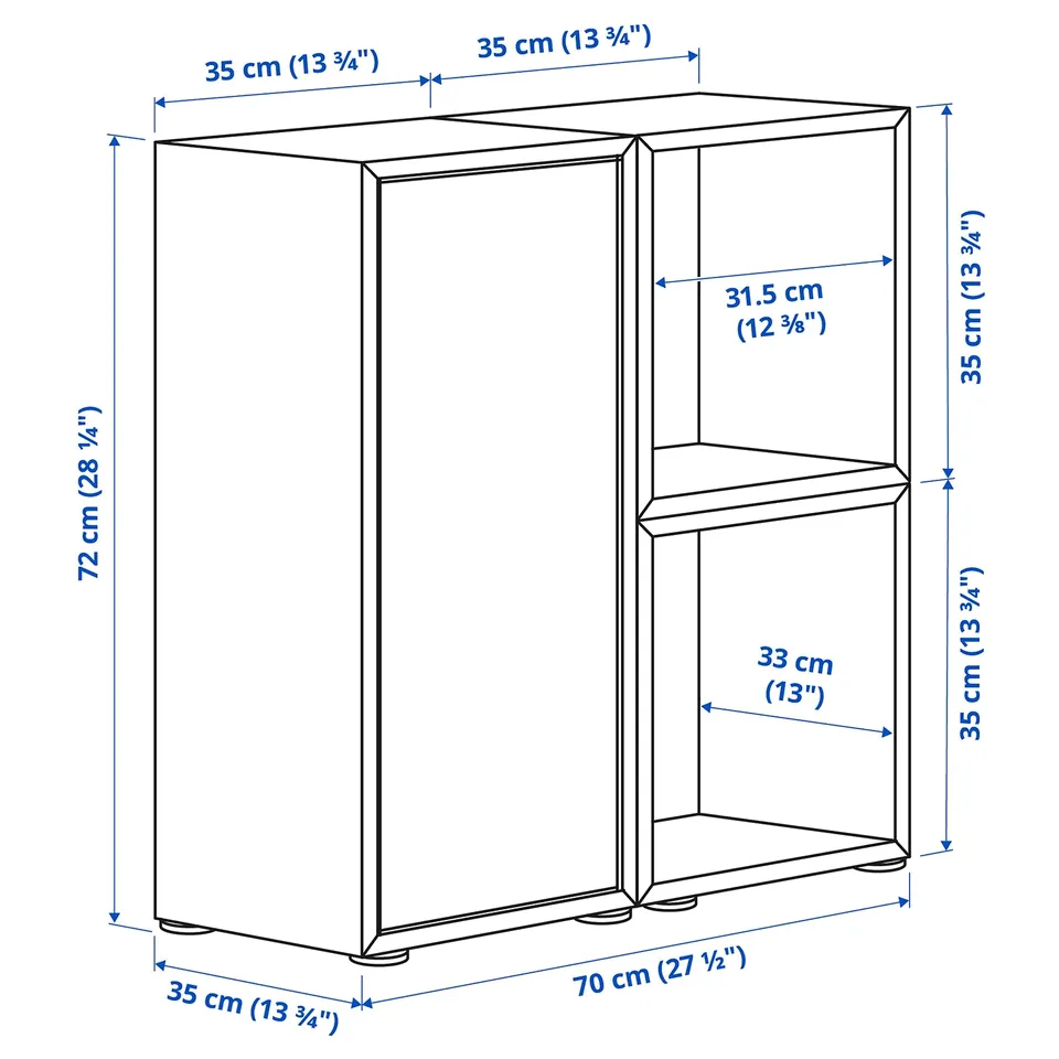 Illustration with measurements for the product: EKET.