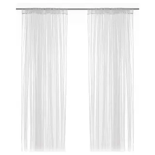 LILL net curtains, 1 pair, white/with rod pocket, 280x250 cm