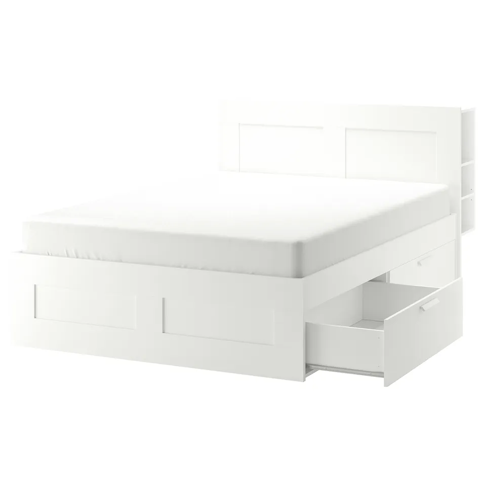 part: BRIMNES bed frame w storage and headboard