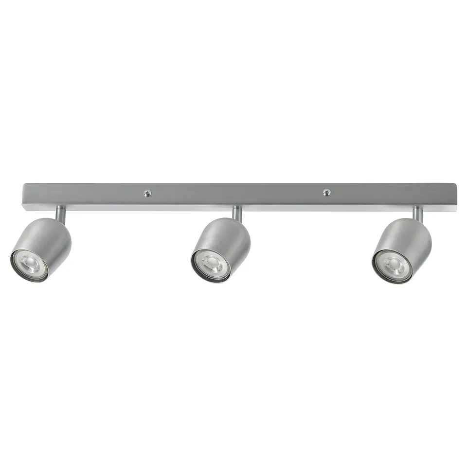 A silver RÖKFRI ceiling spotlight with three adjustable lights.