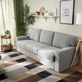 BÅRSLÖV/LUBBAN set: 3-seat sofa-bed + trolley table with storage