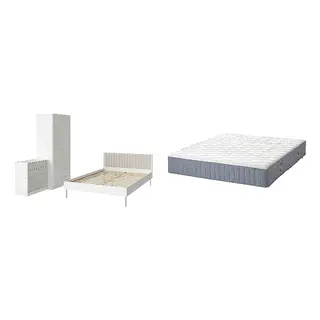 BRUKSVARA/VÅGSTRANDA Bed with 28cm thick mattress, pocket sprung, foam,7 comfort zones, extra firm