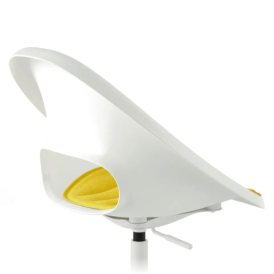 LOBERGET / MALSKÄR Swivel chair + pad, white/yellow