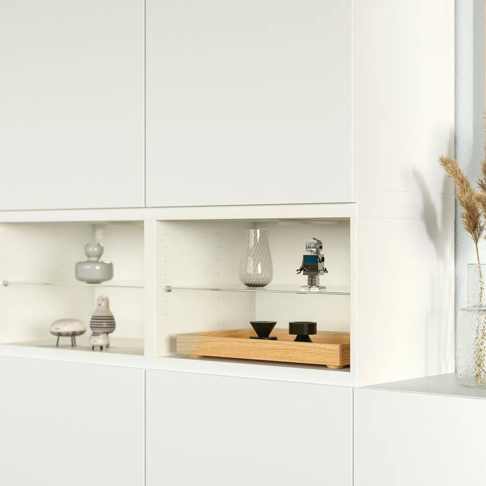 BESTÅ Media storage combination, white/Lappviken white, 360x42x231 cm