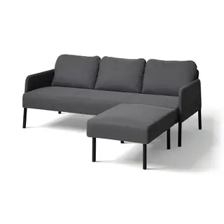 GLOSTAD 3-seat sofa with chaise longue, Knisa dark grey, Depth 78 x Height 68 x Width 171 cm