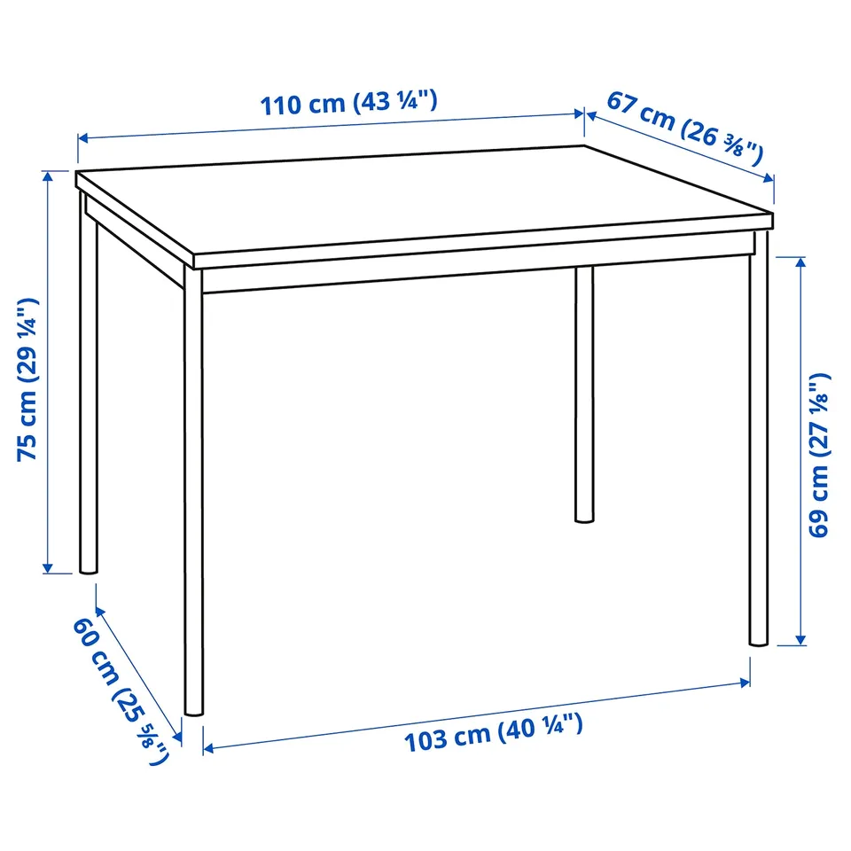 SANDSBERG Table and 4 chairs, black black/black, 110x67 cm