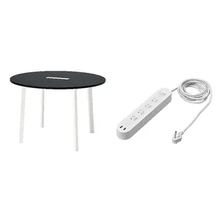 KOPPLA/MITTZON set: conference table + 4-way socket with 2 USB ports