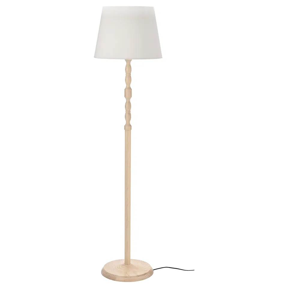 KINNAHULT floor lamp, light wood, cylindrical shade, classic design, natural wood texture.