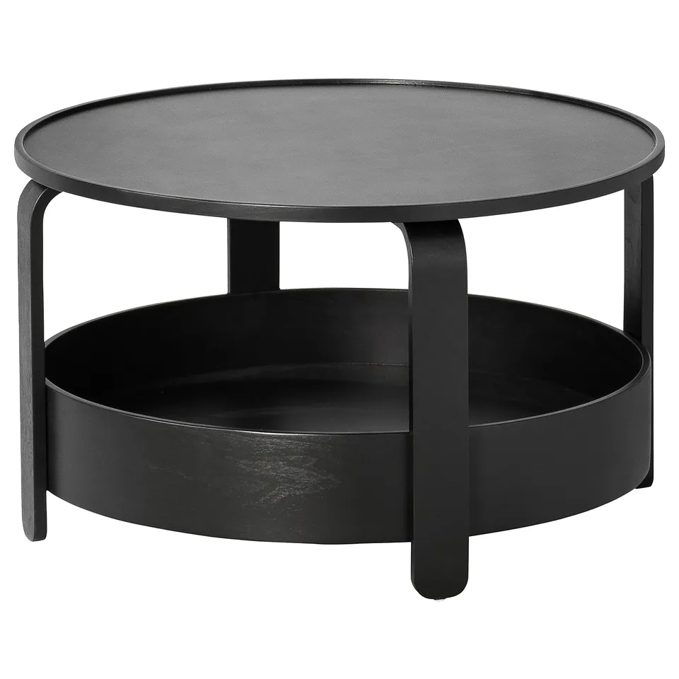Black birch veneer BORGEBY storage table with minimalist design and under-table storage.