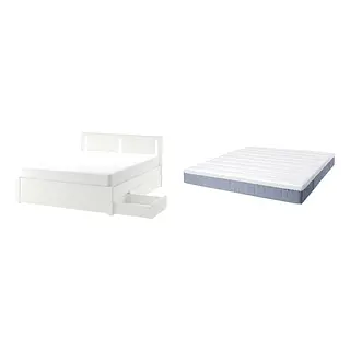 SONGESAND/VALLBERGET Bed with 21cm thick mattress, coir, pocket sprung, super firm