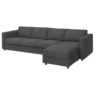 VIMLE cover 4-seat sofa w chaise longue, Hallarp grey