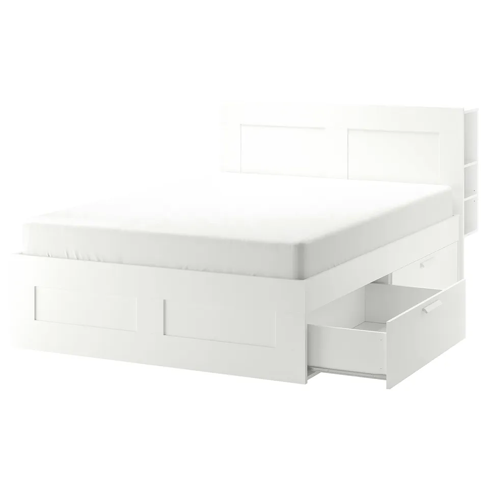part: BRIMNES bed frame w storage and headboard