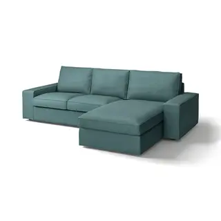 KIVIK 3-seat sofa with chaise longue, Kelinge grey-turquoise, Height 83 cm