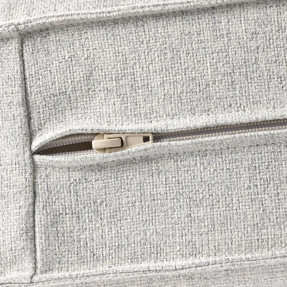 Close-up of durable, textured sofa pocket with zip showing quality craftsmanship.