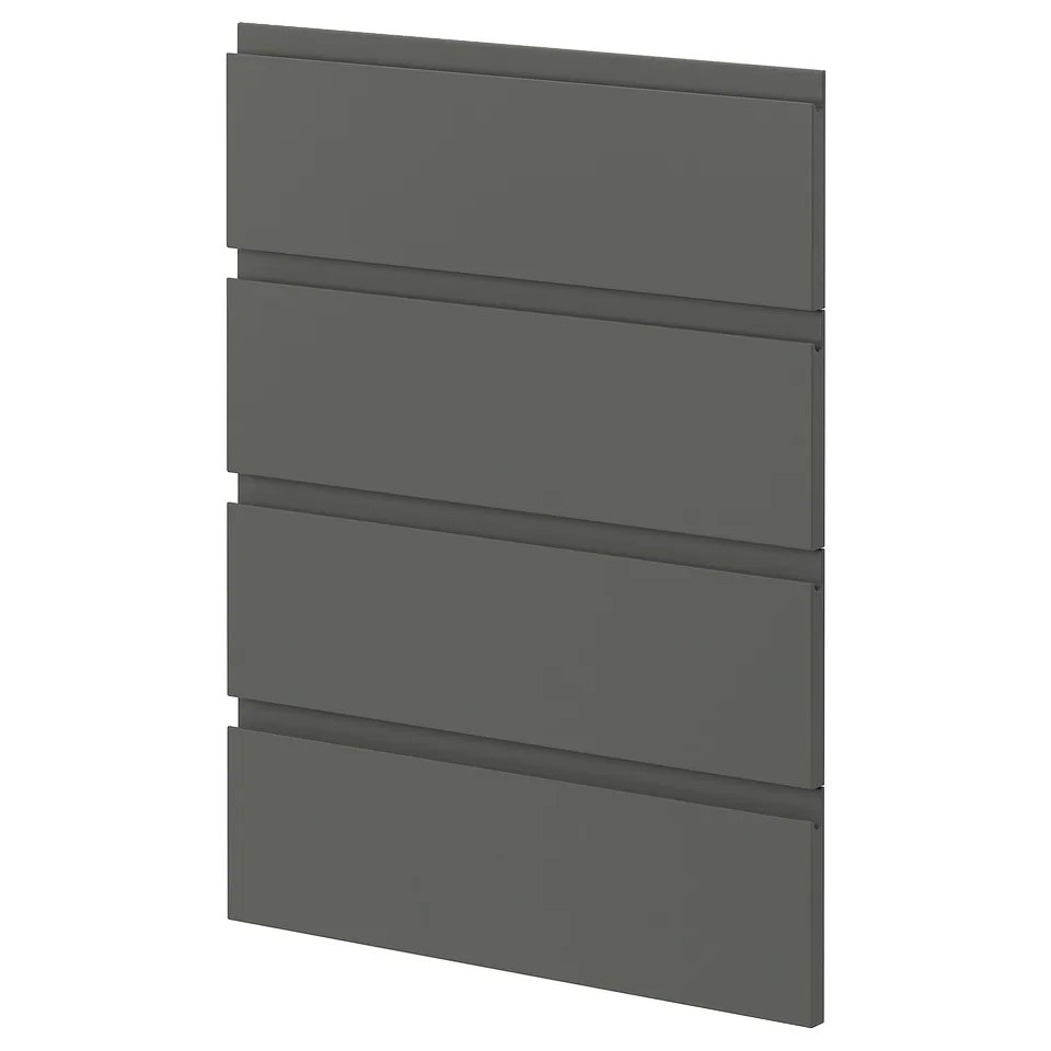 A modern, dark grey kitchen cabinet front with integrated handles from the METOD system.