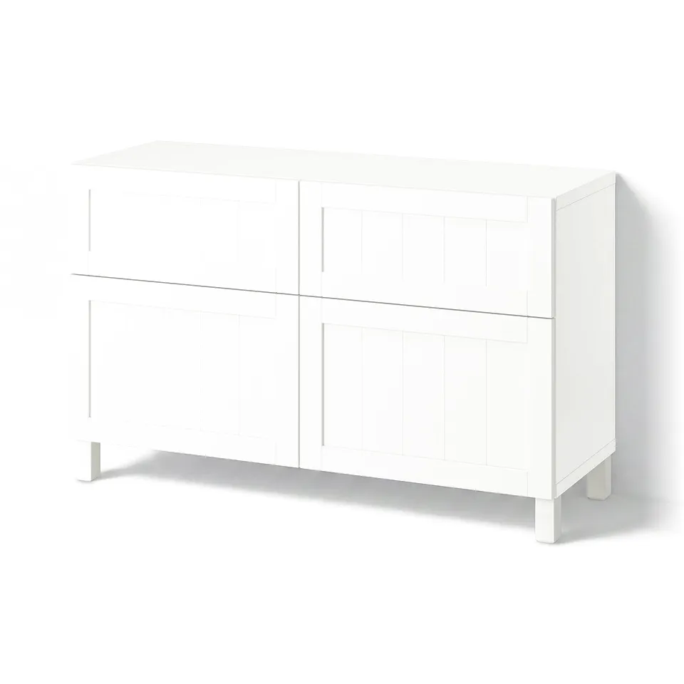 BESTÅ Storage combination w doors/drawers, Pipmakare white/Stubbarp white, 120x42x74 cm