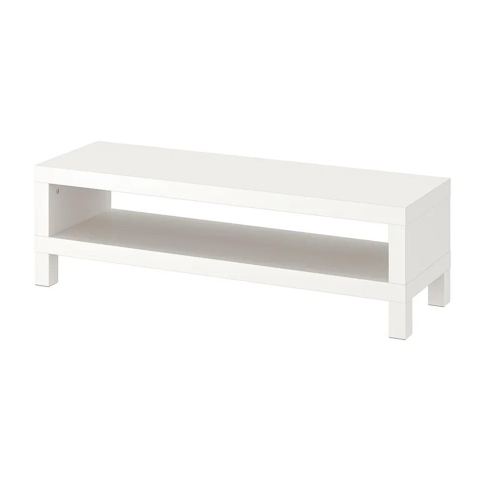 White LACK tv stand, rectangular, minimalist design.