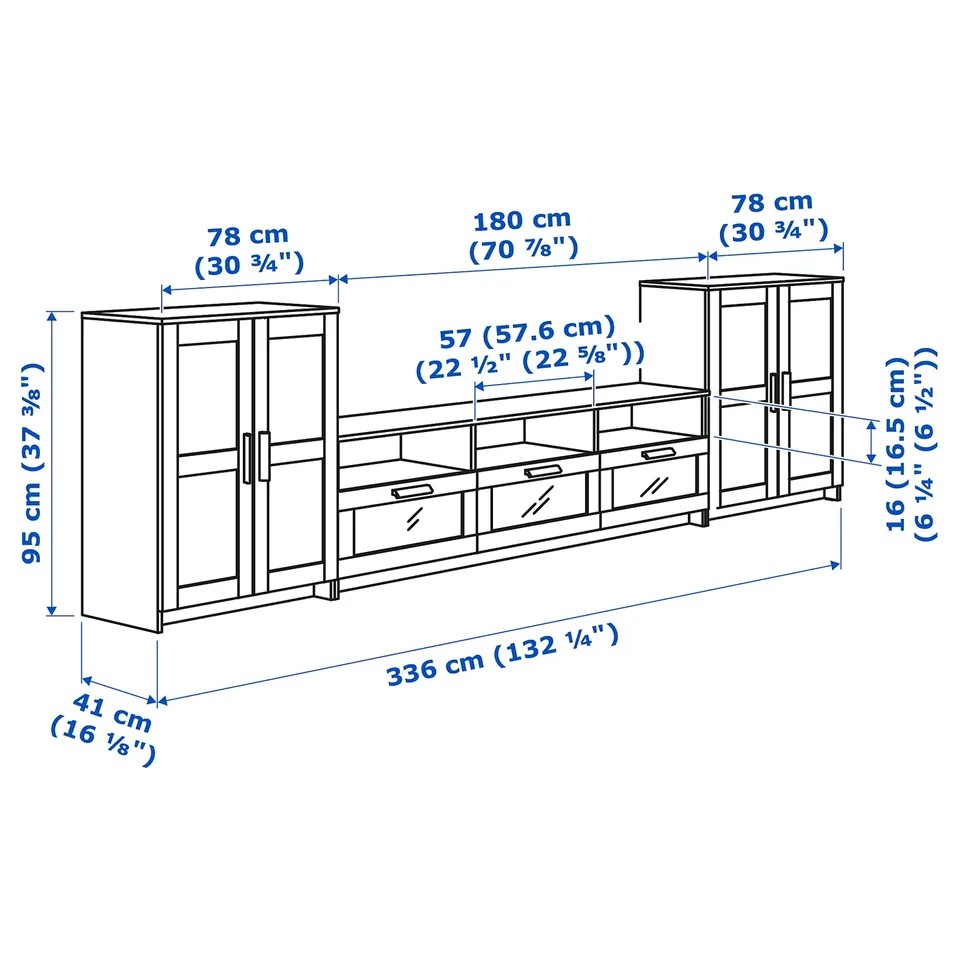 Illustration with measurements for the product: BRIMNES.