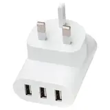 SMÅHAGEL 3-port USB charger, white, Depth 3 x Height 8 x Width 7 cm