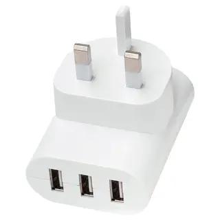 SMÅHAGEL 3-port USB charger, white, Depth 3 x Height 8 x Width 7 cm