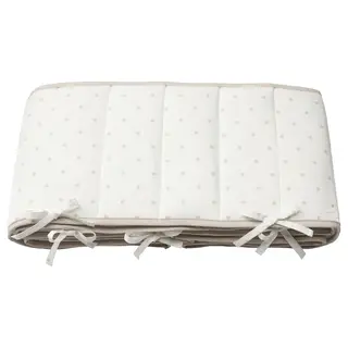 LENAST bumper pad, dotted/white grey, 60x120 cm