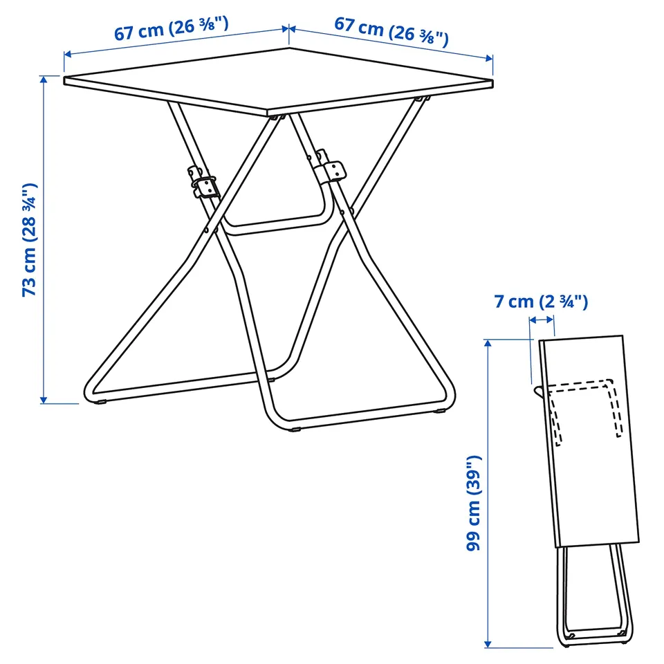 part: GUNDE / GUNDE table and 2 folding chairs