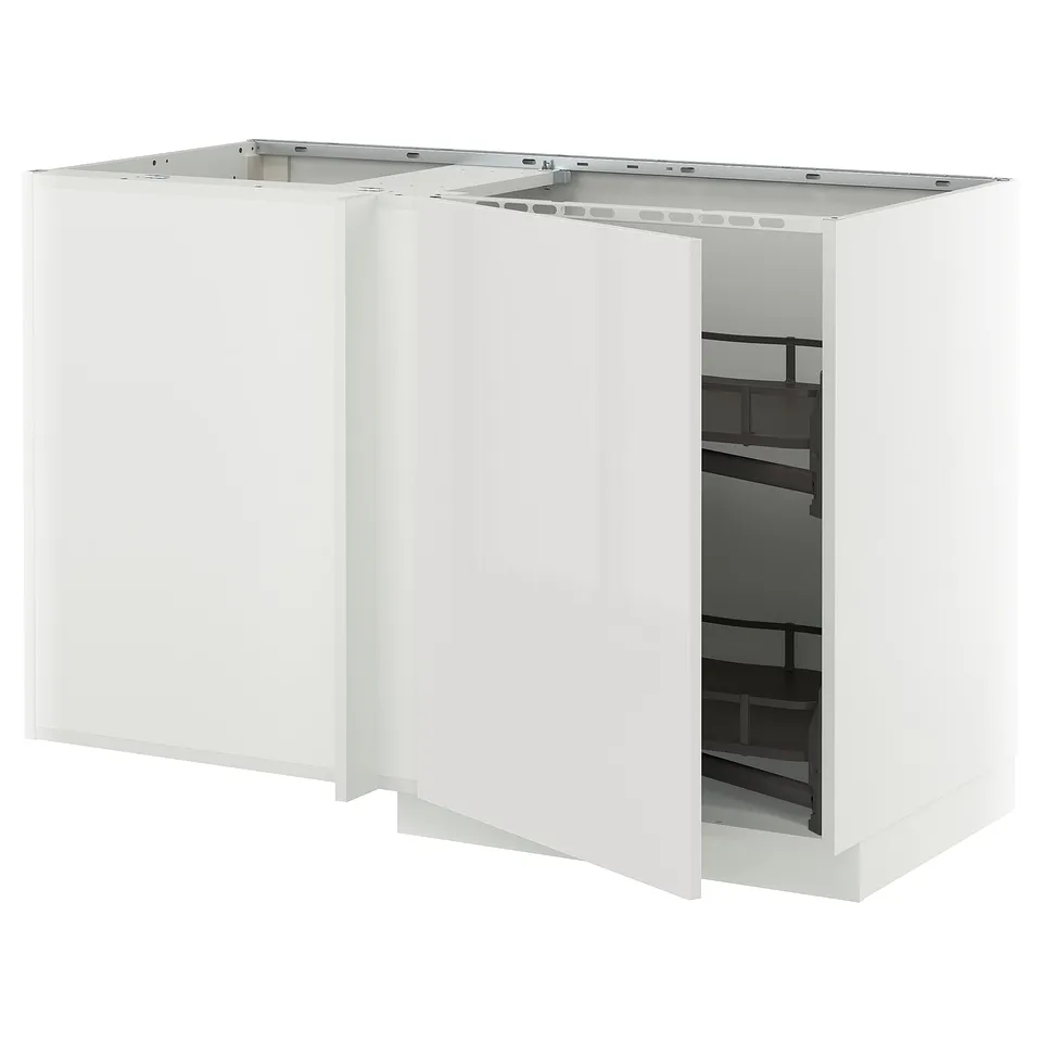 A white METOD kitchen unit with a pull-out shelf.