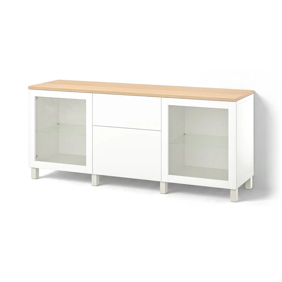 BESTÅ Storage combination with drawers, Sindvik white/Lappviken/Stubbarp white, 180x42x76 cm