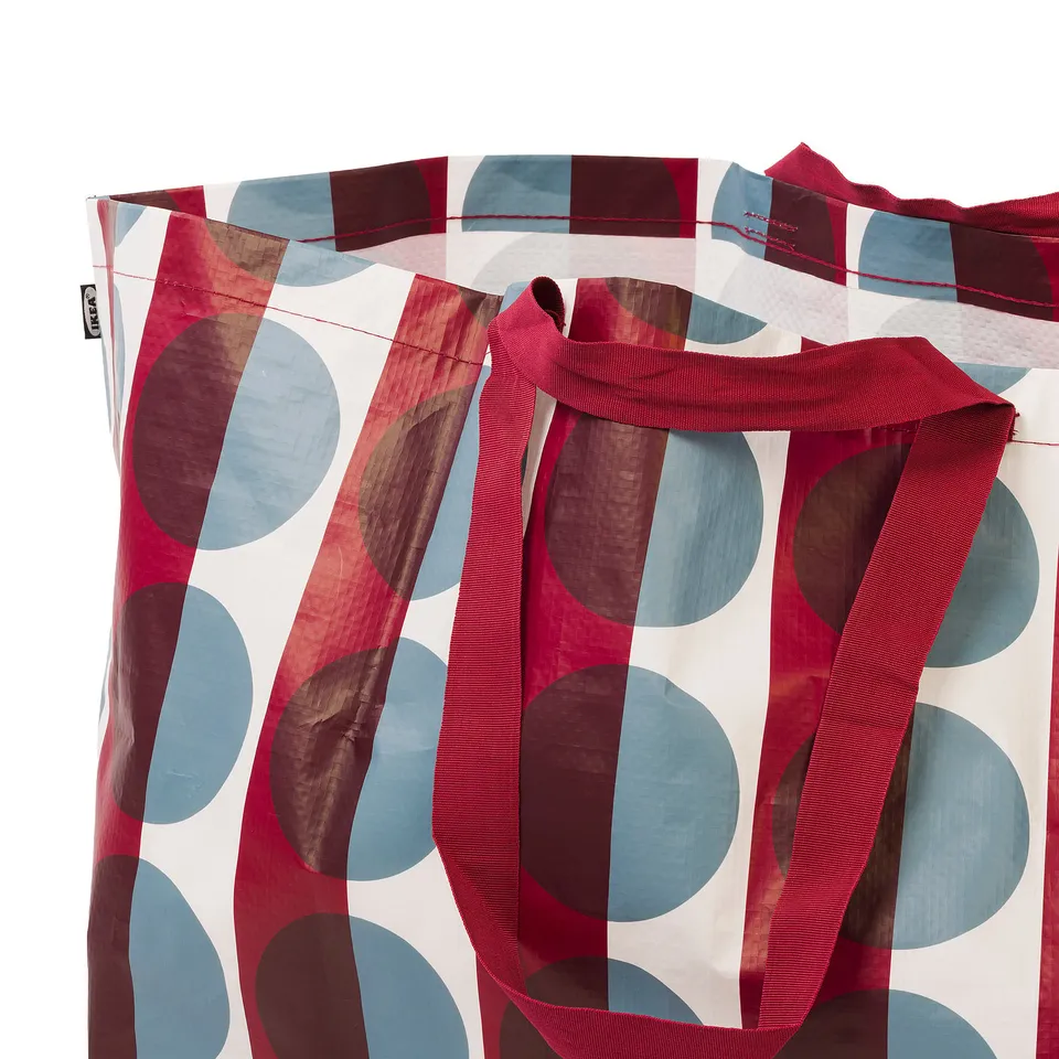 GÖRSNYGG Carrier bag, large, red blue/patterned, 57x37x39 cm/71 l