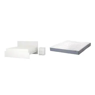 MALM/VESTERÖY Bed with 20cm thick mattress, pocket sprung, foam, extra firm