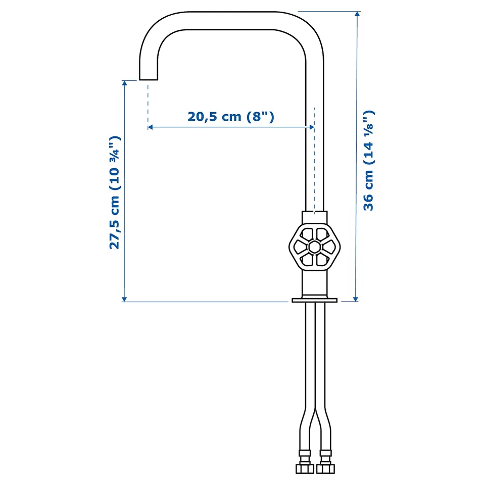 Illustration with measurements for the product: GAMLESJÖN.