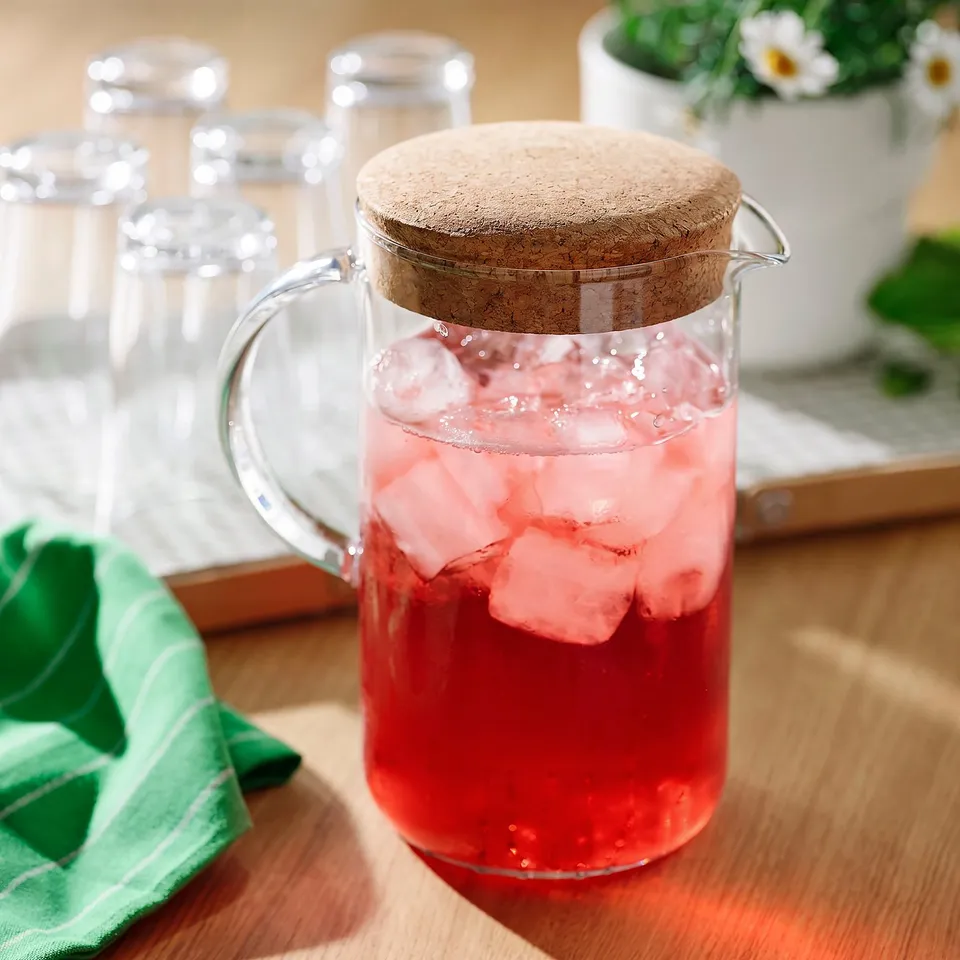 IKEA 365+ Jug with lid, clear glass/cork, 1.5 l