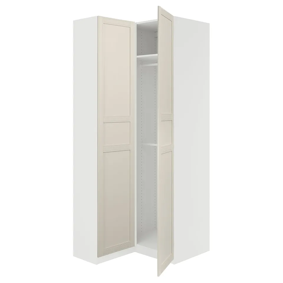 PAX / FLISBERGET Corner wardrobe, white/off-white, 111/88x236 cm