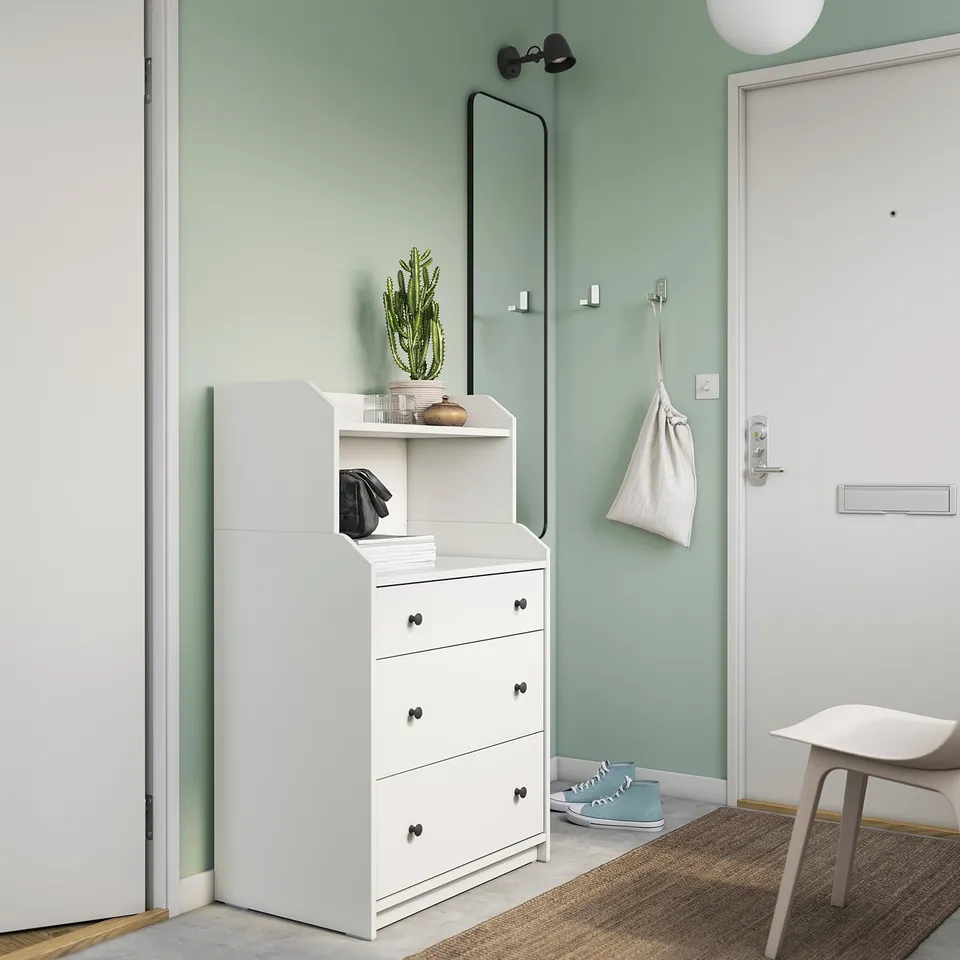 part: HAUGA chest of 3 drawers with shelf