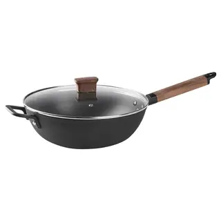 VARDAGEN wok with lid, cast iron